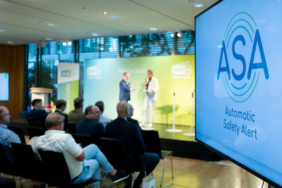 The ASA logo on screen at the launch event