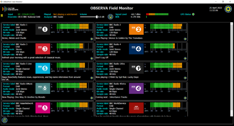 OBSERVA Field Monitor for DAB RF surveys